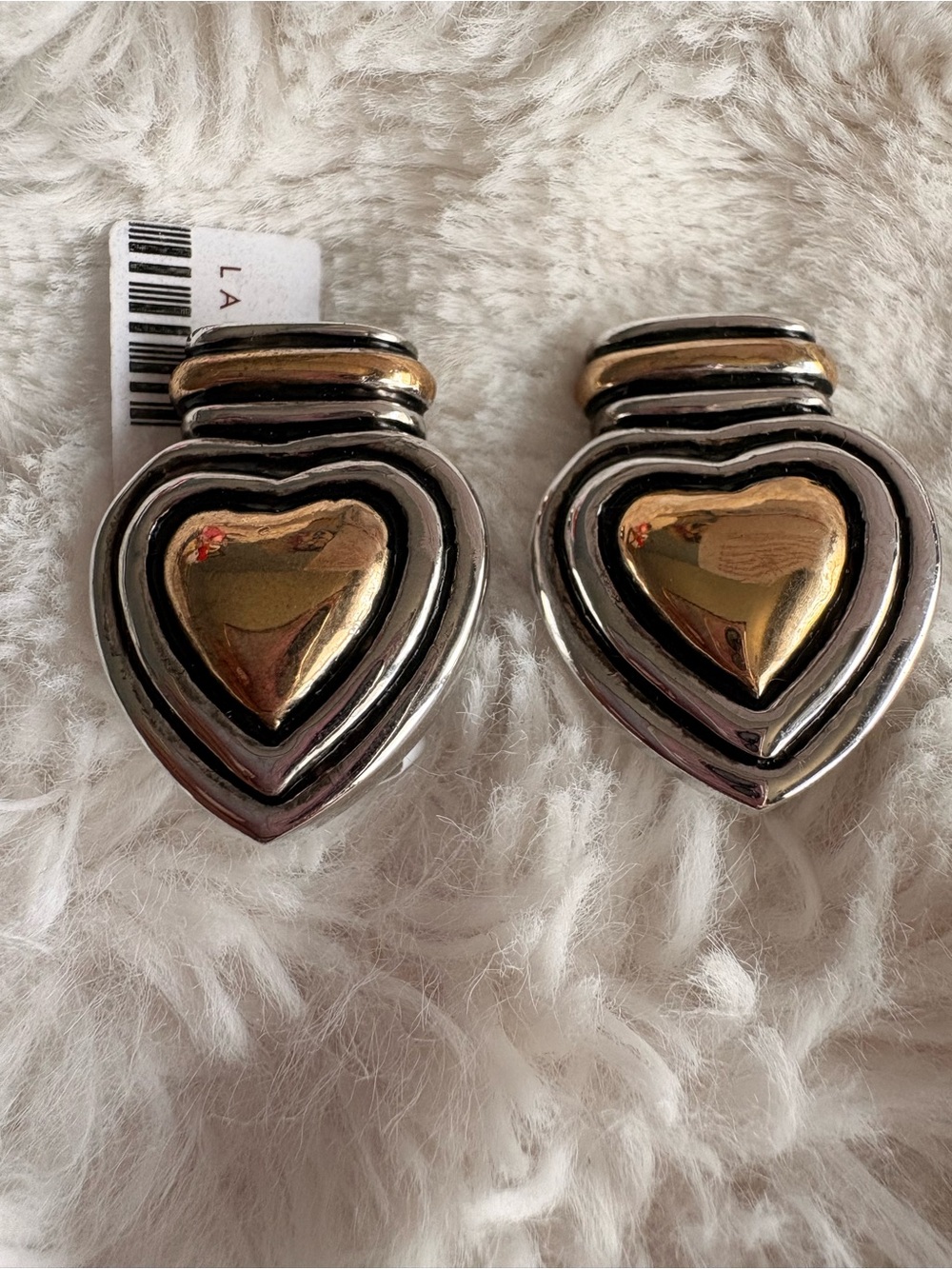 Two-Tone Heart Drop Earrings - Gold & Silver